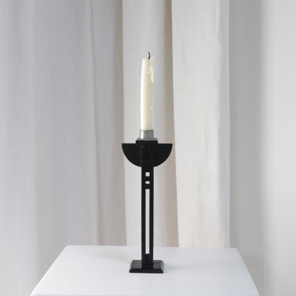 Ebonised Oak Candlestick with Mackintosh Influence