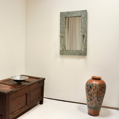 Brutalist wall mirror with conical glass holders
