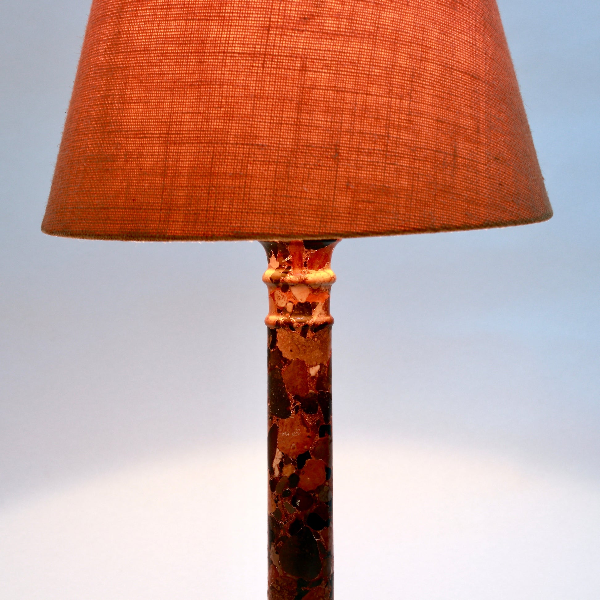 Vintage breccia marble lamp illuminated