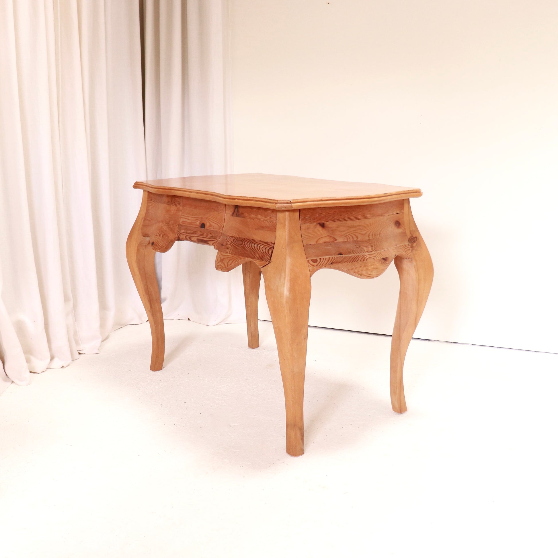Organic handmade wooden desk with cabriole-style legs