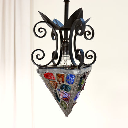 Peter Marsh brutalist pendant light coloured glass
