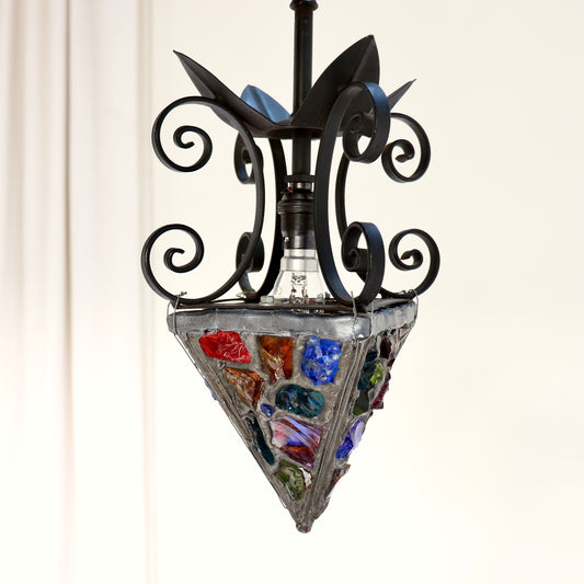 Peter Marsh brutalist pendant light coloured glass
