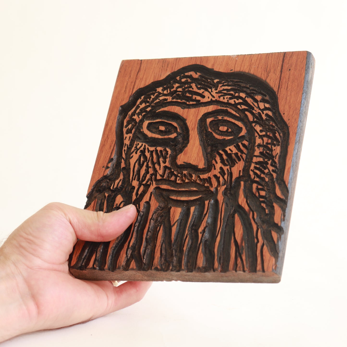 Pyrographic Folk Art Portrait on Wood