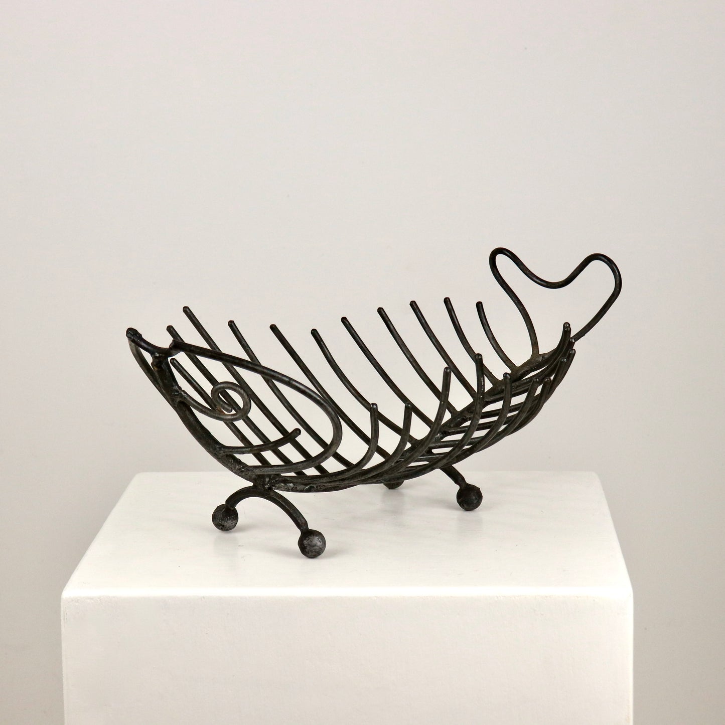 Vintage wrought iron sculptural bowl