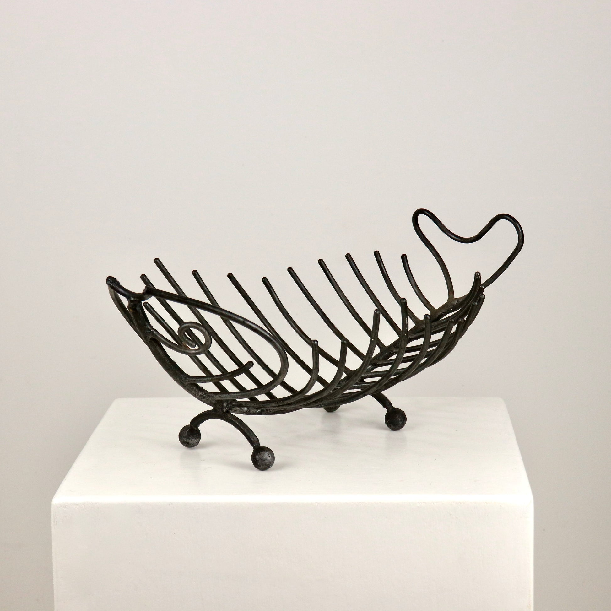Vintage wrought iron sculptural bowl