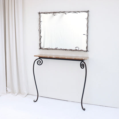 Console styled with mirror in minimalist interior