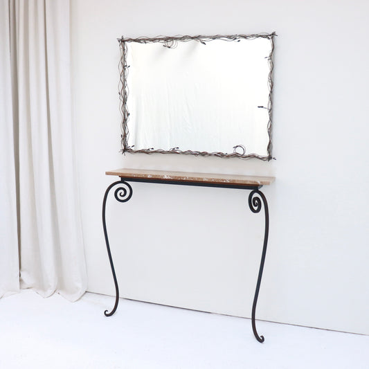 Console styled with mirror in minimalist interior