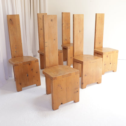 Brutalist Pine Dining Chairs