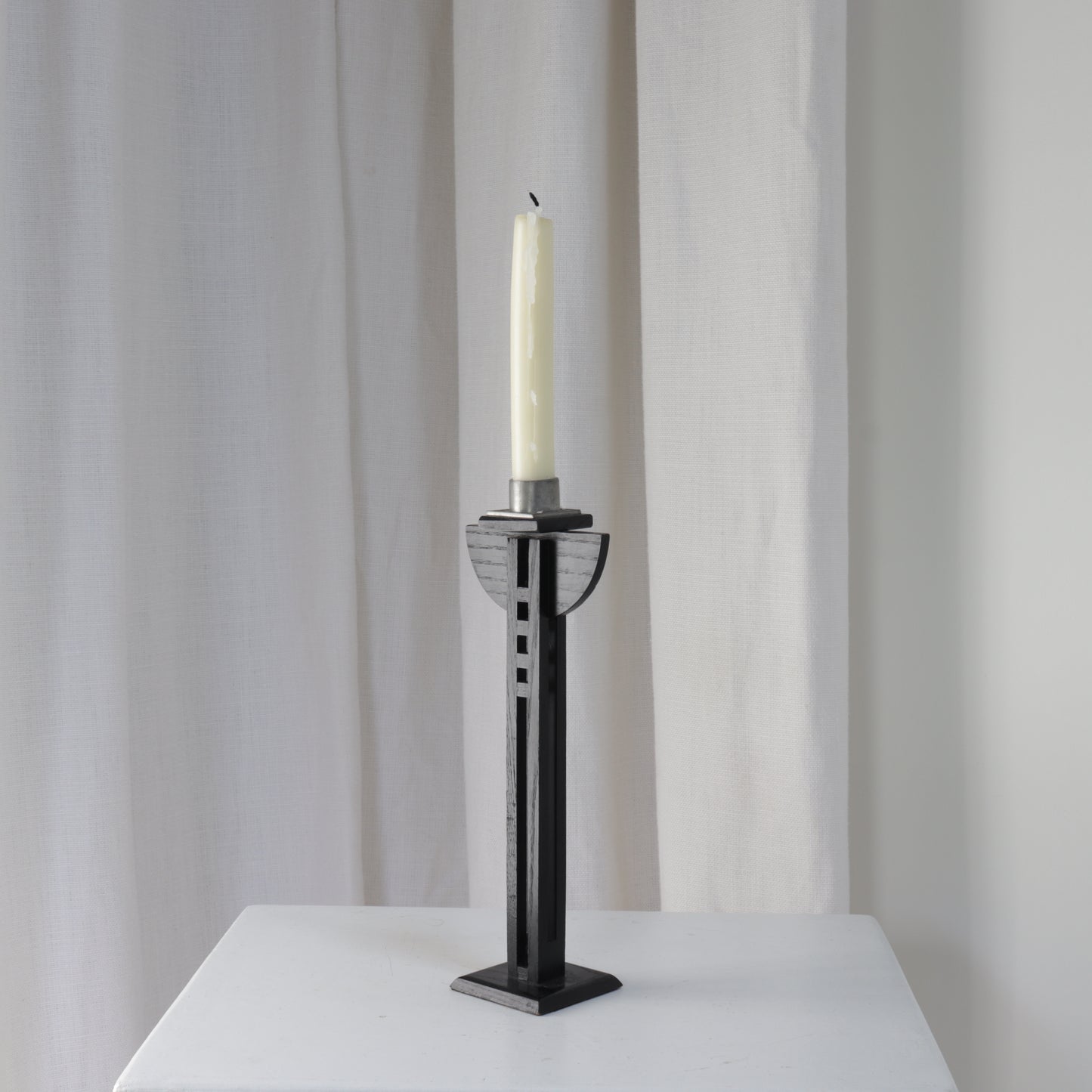 Ebonised Oak Candlestick with Mackintosh Influence