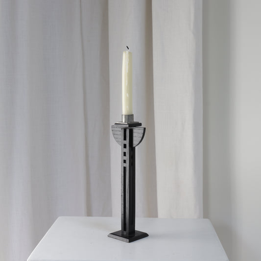 Ebonised Oak Candlestick with Mackintosh Influence