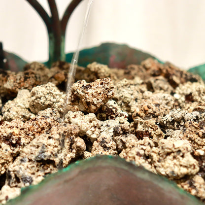 Folk Art Table Fountain — Hand-Formed Copper Leaves with Verdigris