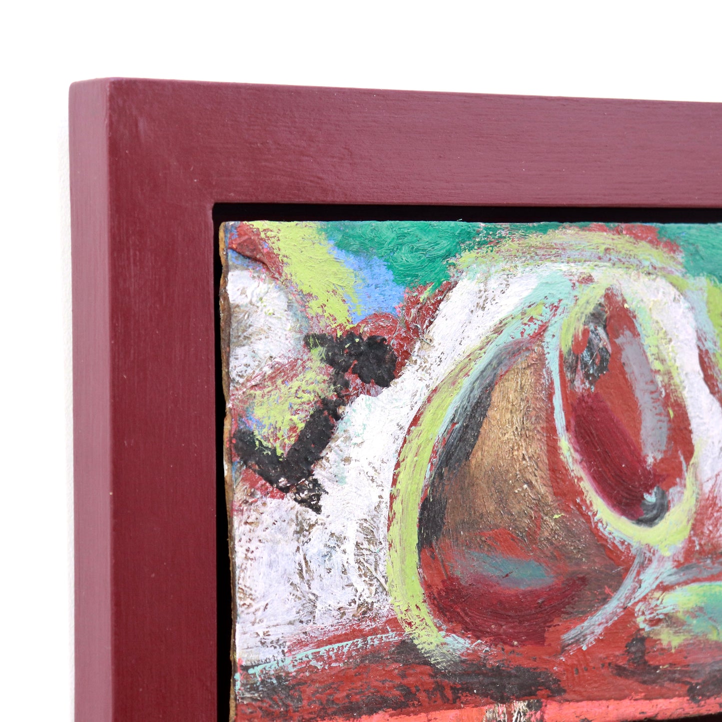 Abstract composition in red, green, blue and white