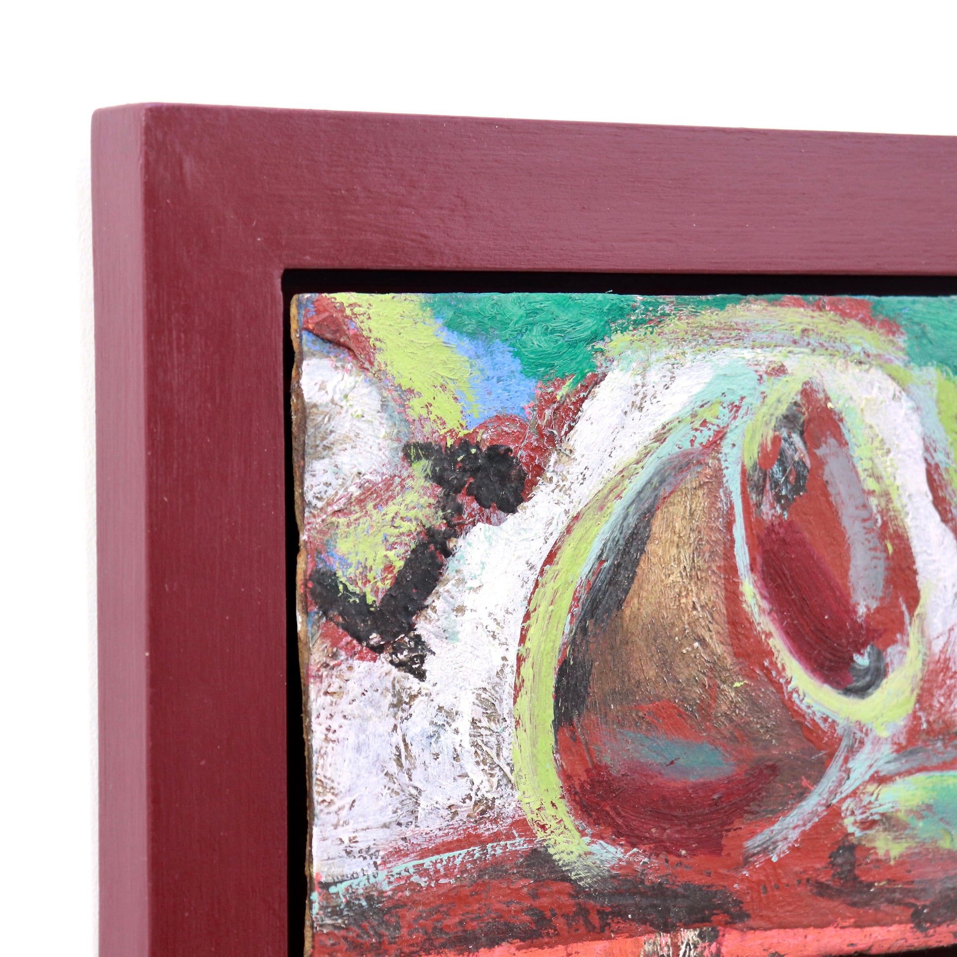 Abstract composition in red, green, blue and white