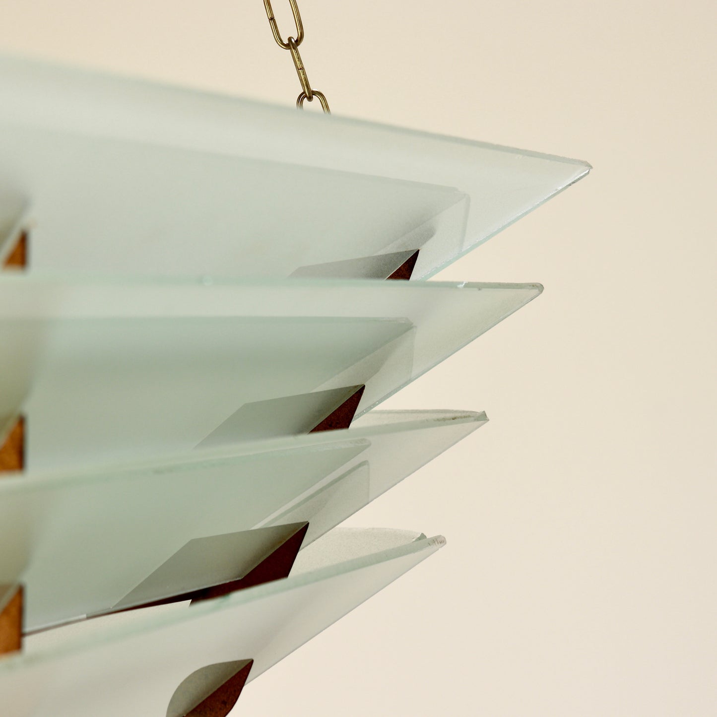 1930s geometric glass pendant shade detail