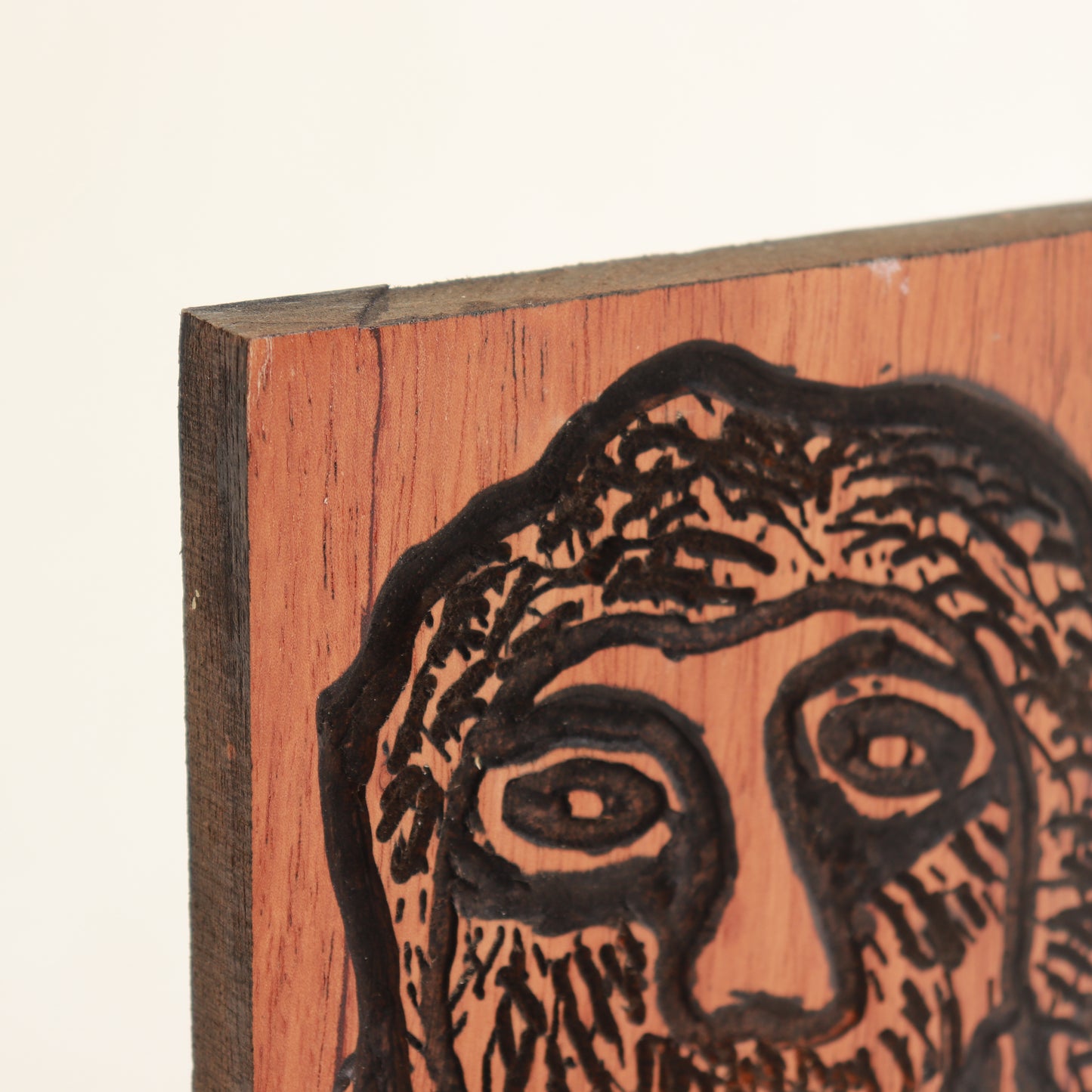 Pyrographic Folk Art Portrait on Wood