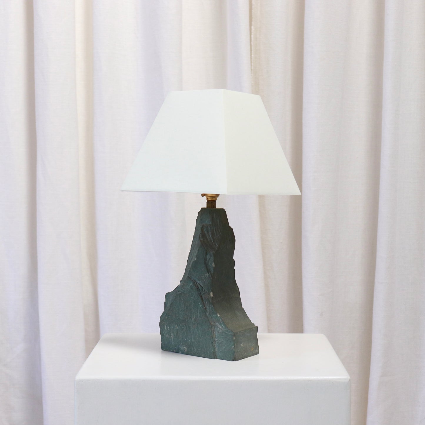 Brutalist Rough-Cut Slate Table Lamp