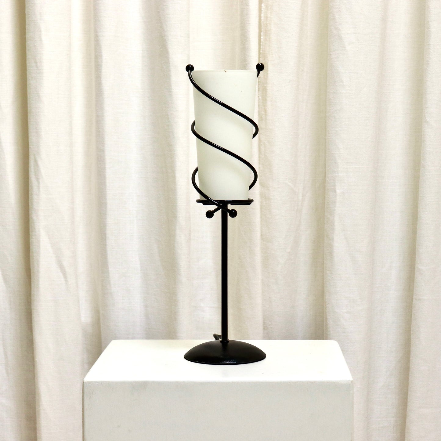 Pair of Spiral-Wrap Table Lamps with Frosted Glass Shades, c. late 20th century