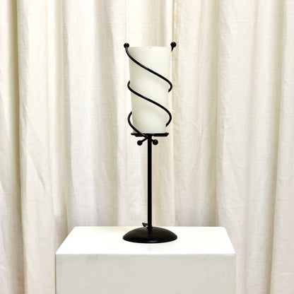 Pair of Spiral-Wrap Table Lamps with Frosted Glass Shades, c. late 20th century