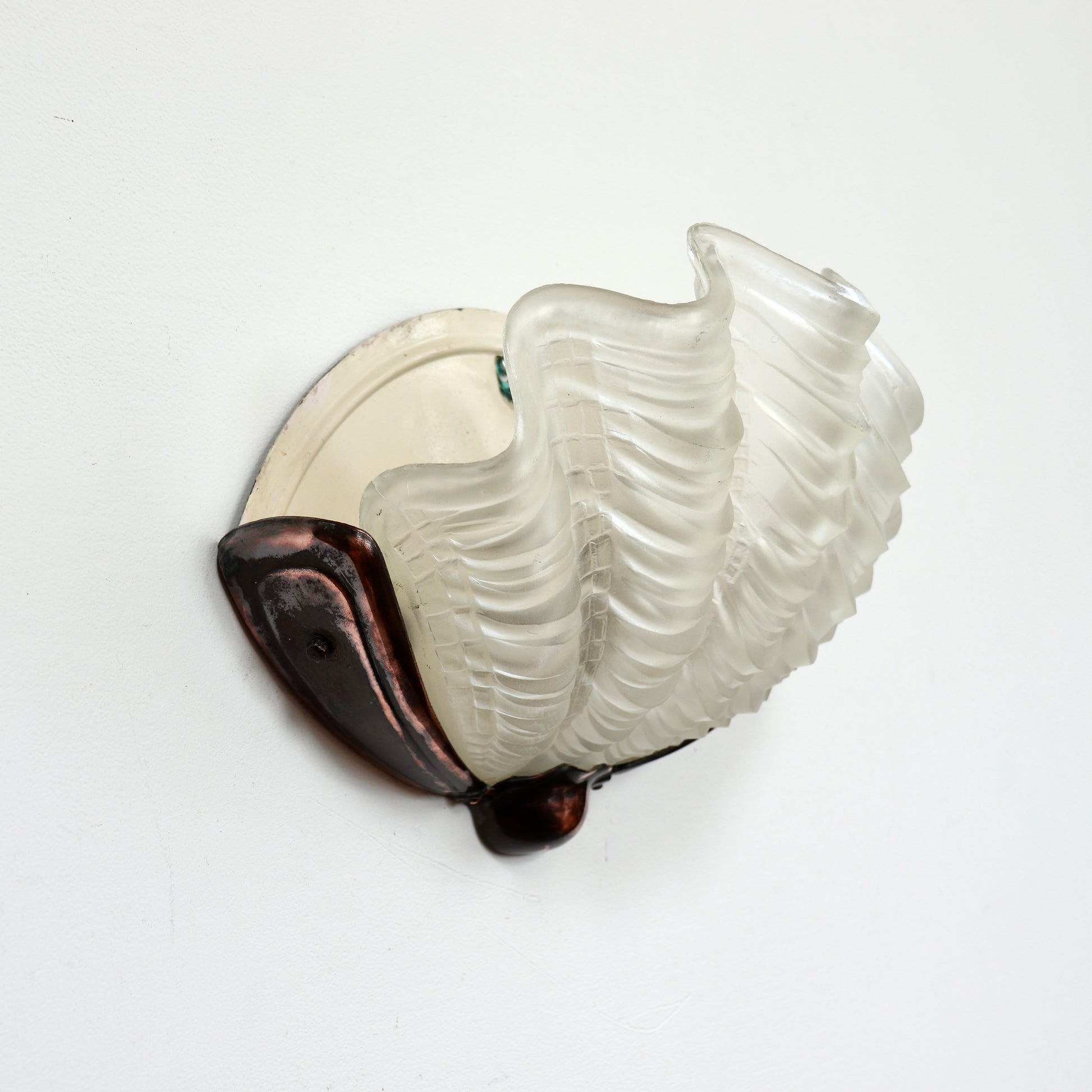 Pressed glass Art Deco wall light shade