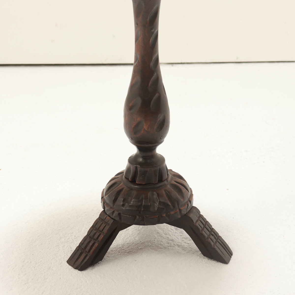 Spanish Brutalist Carved Pedestal Side Table