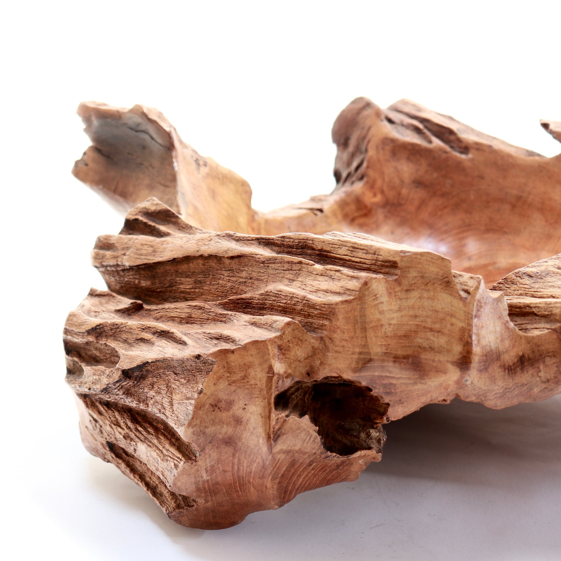 Close-up of rugged live-edge timber detailing