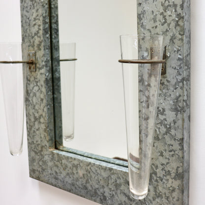 Close up galvanised steel texture mirror frame
