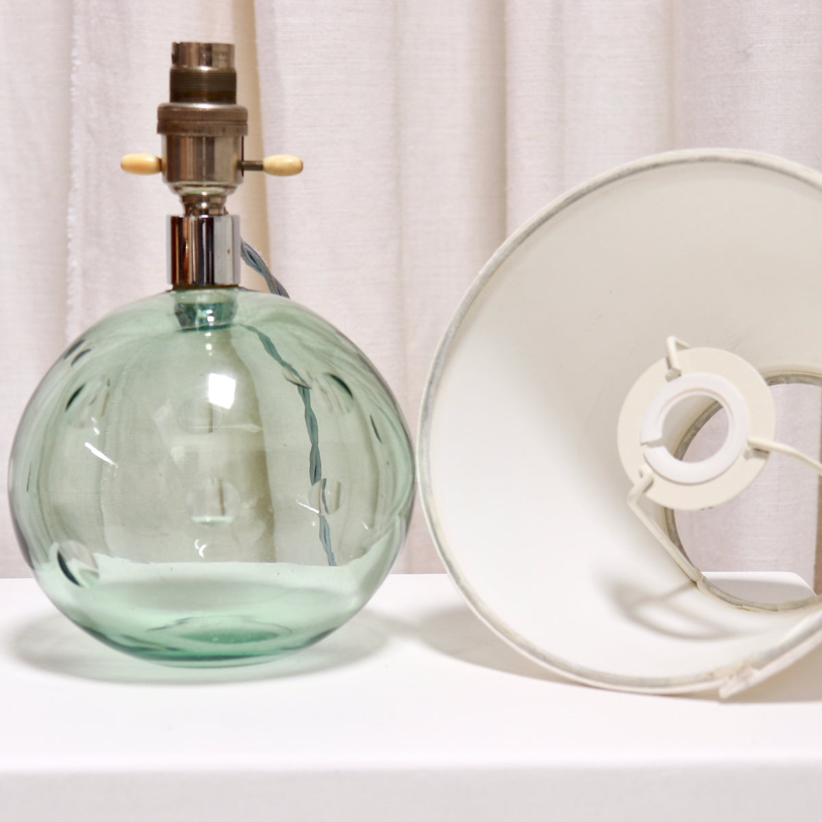 English Cut Glass Ball Table Lamp