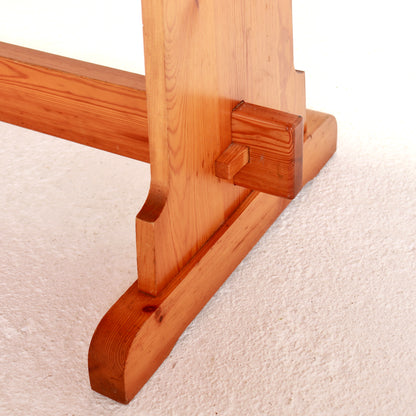 Mid-Century Scandinavian Pine Dining Table and Six Chairs