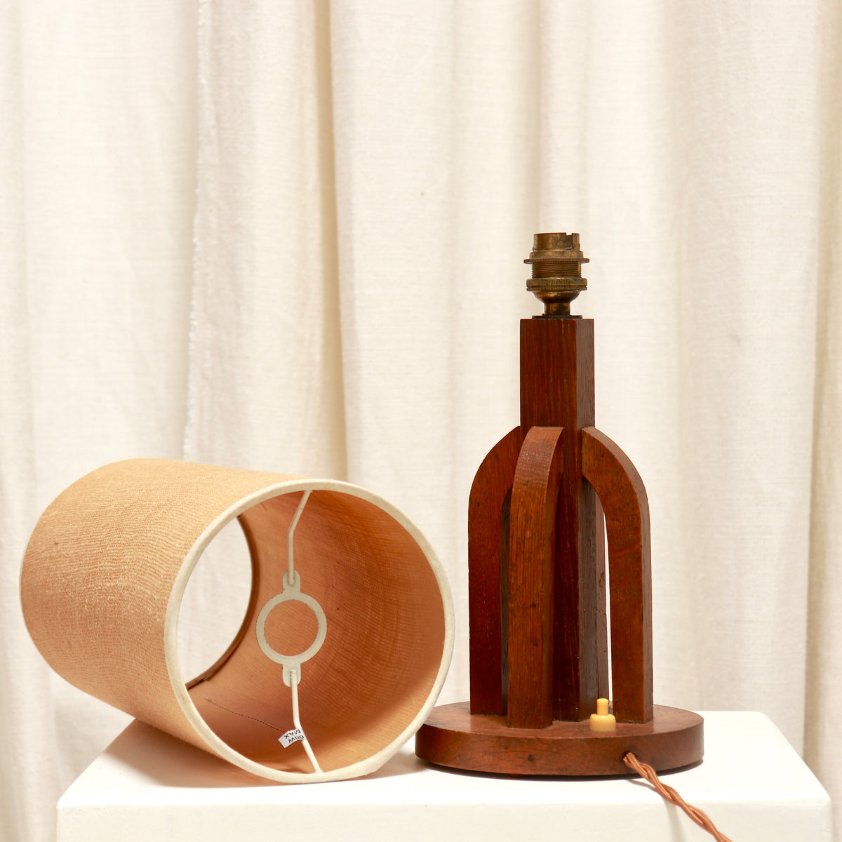 - Lamp base and cylindrical shade shown separately