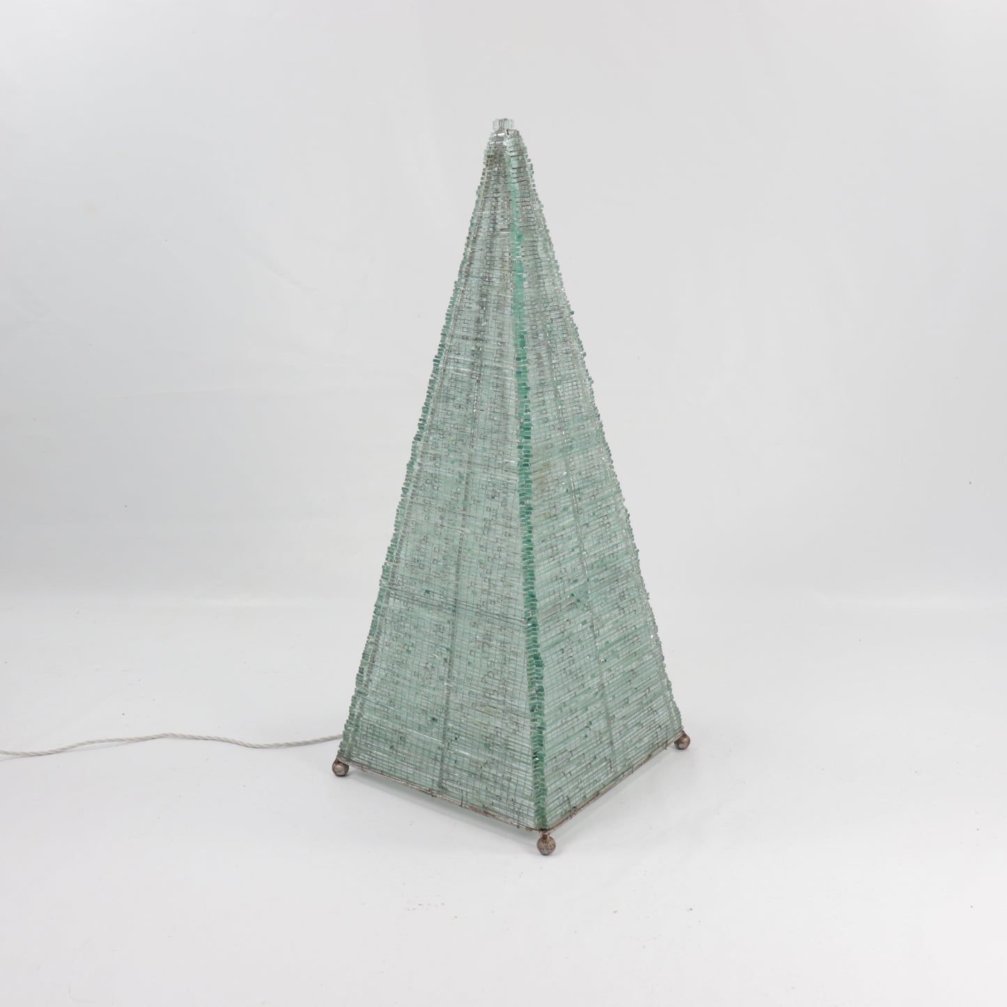 Large Postmodern Glass Pyramid Lamp