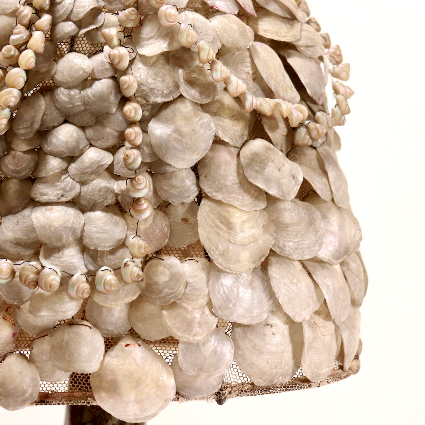 Ceramic Folk Lamp with French shell shade