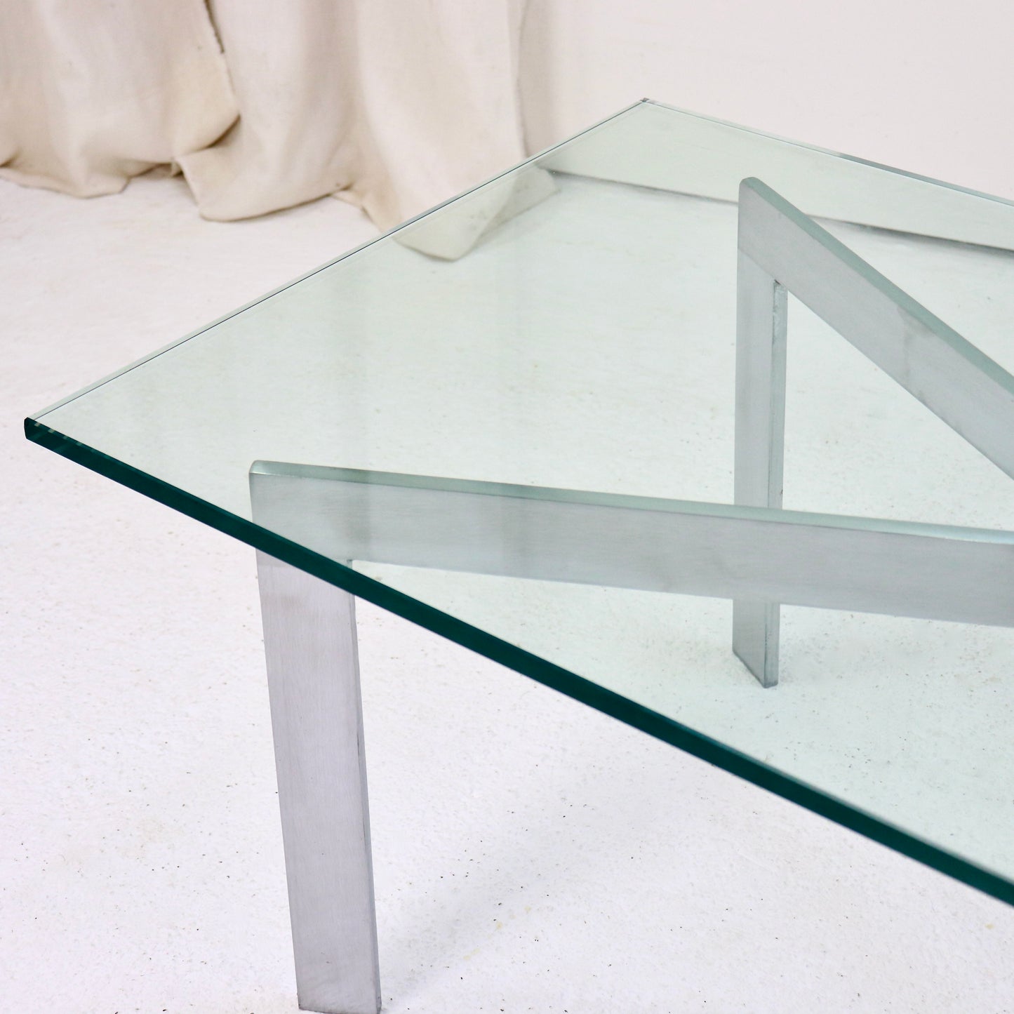 Glass & Nickel-Plated Steel Coffee Table, 1980s–90s