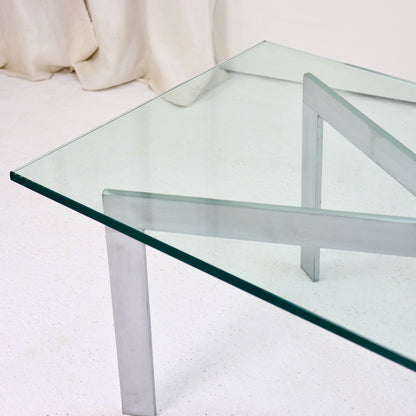 Glass & Nickel-Plated Steel Coffee Table, 1980s–90s