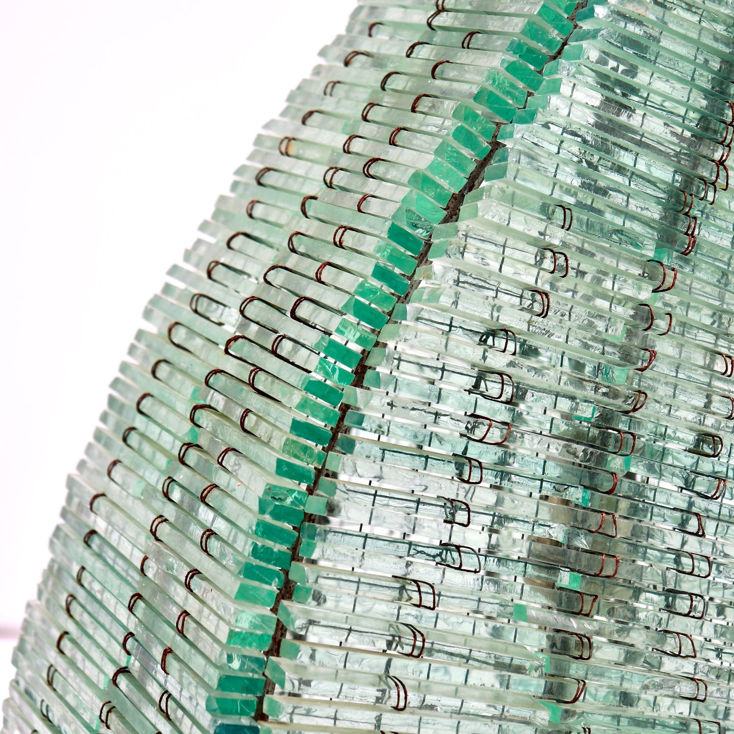 Mid-century French floor lamp with sea green glass