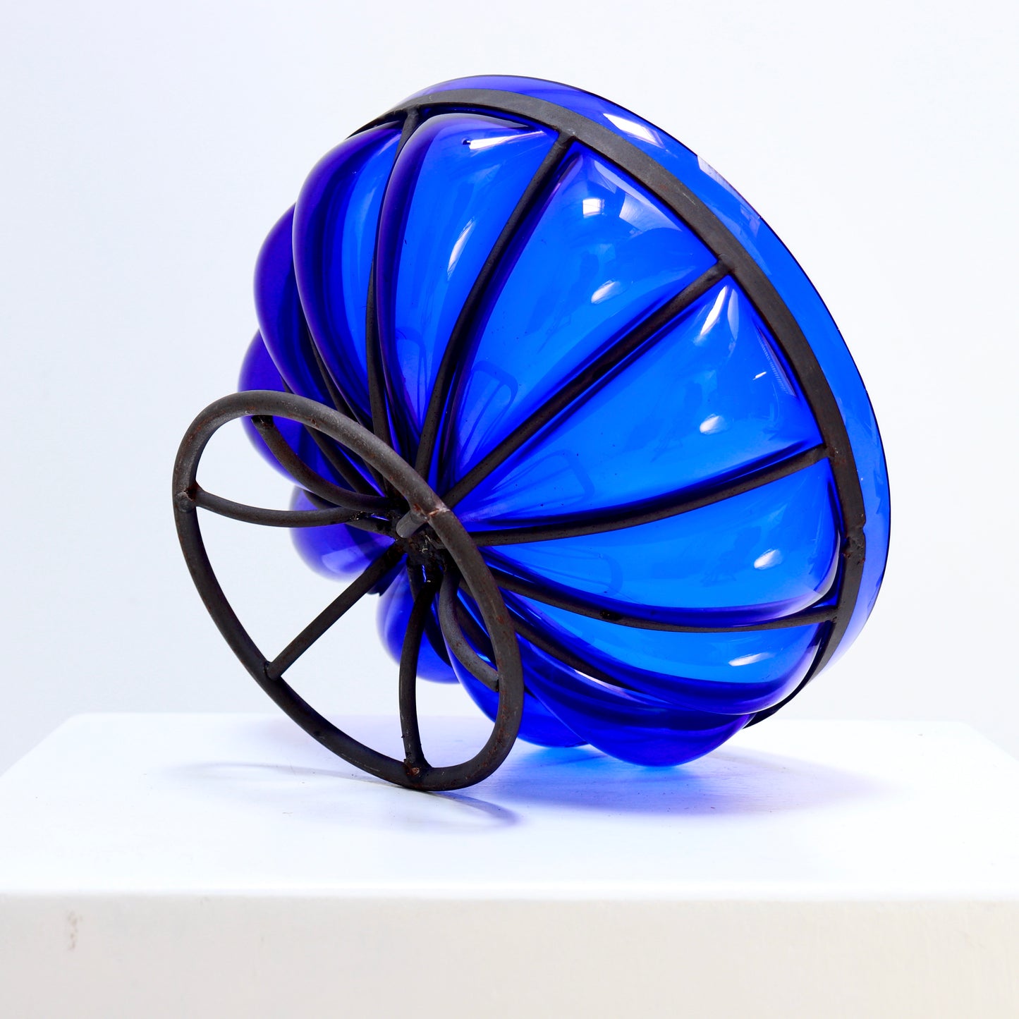 Postmodern cobalt glass bowl centrepiece