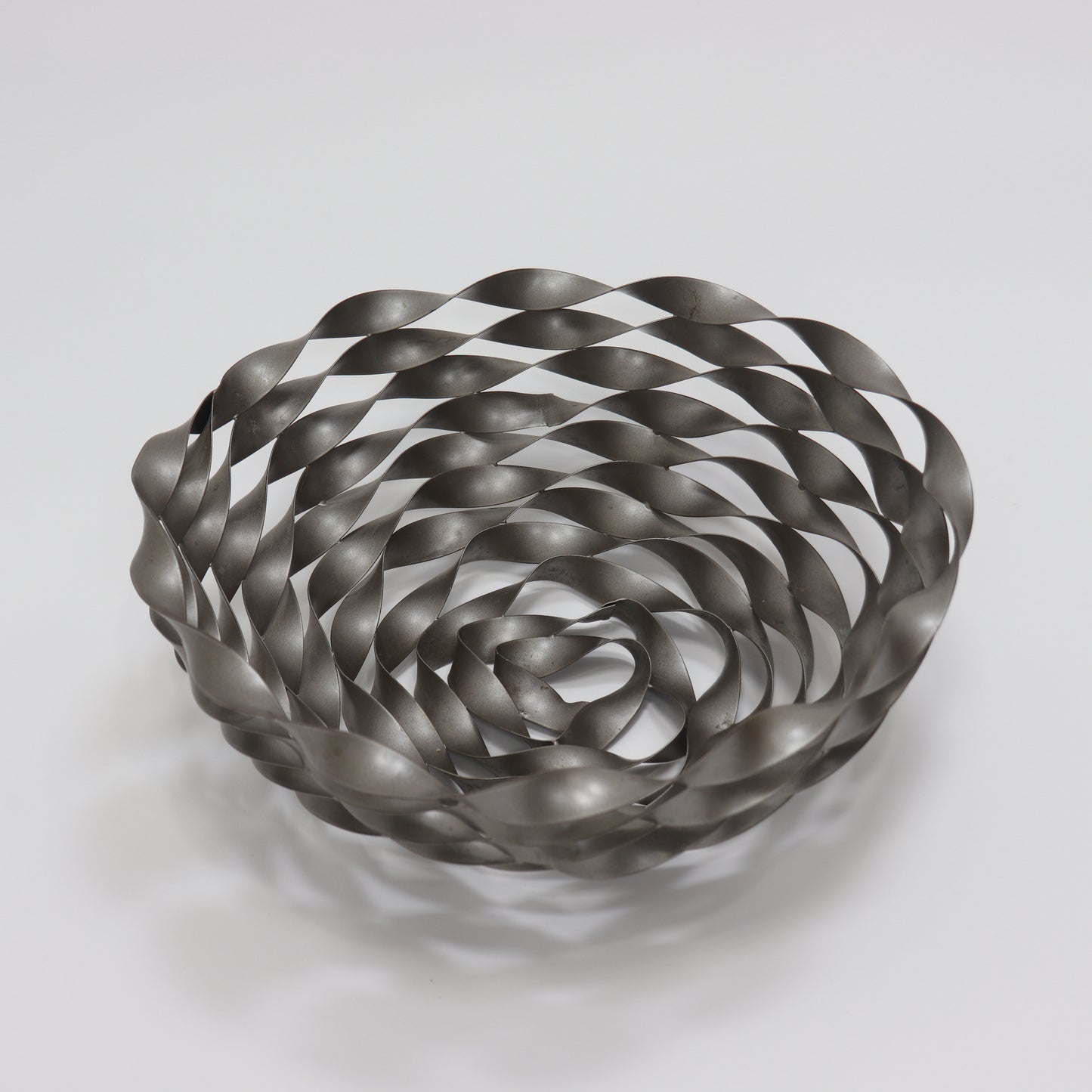 Sculptural metal centrepiece bowl viewed from above
