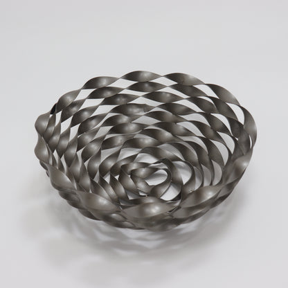 Sculptural metal centrepiece bowl viewed from above