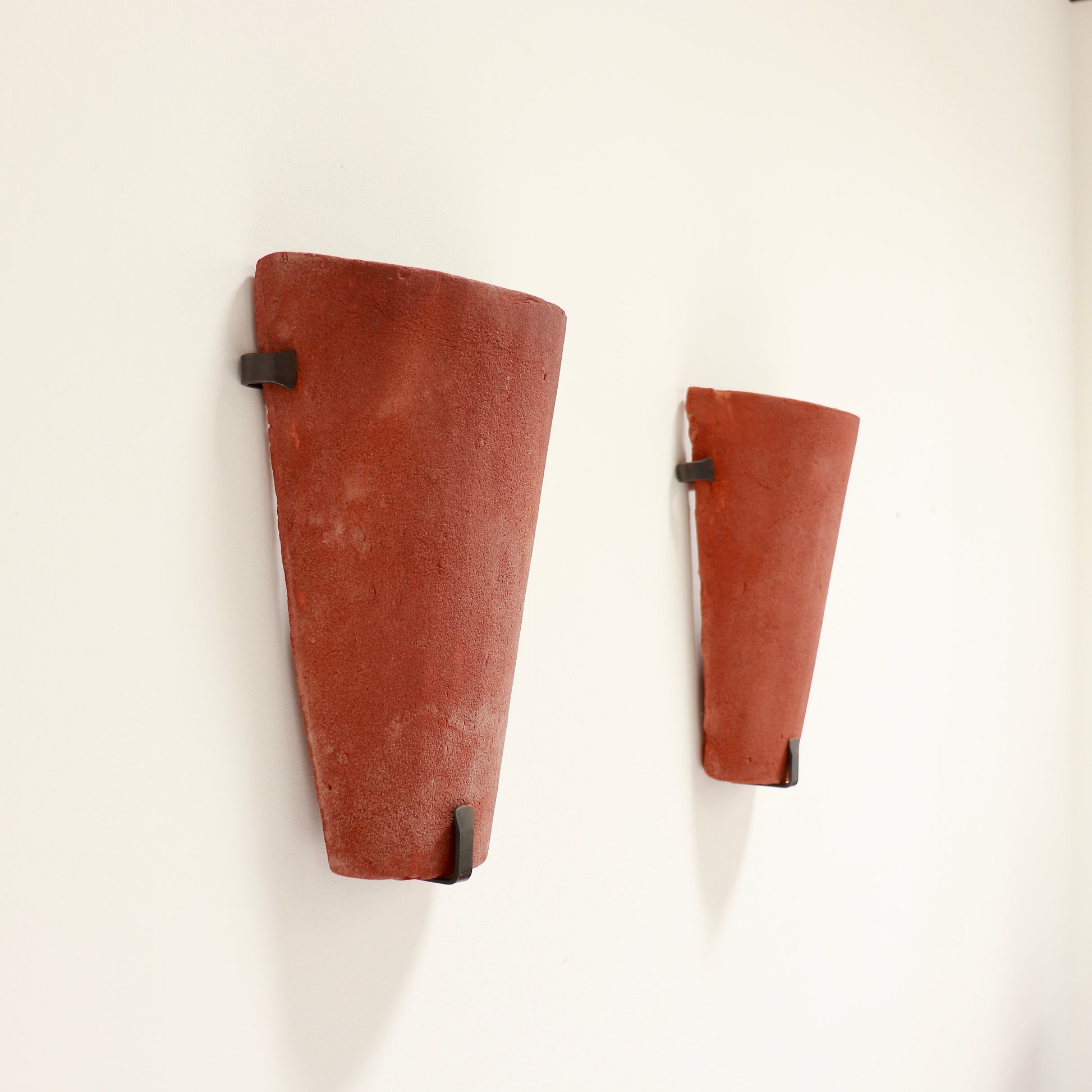Pair of modern rustic terracotta wall lights