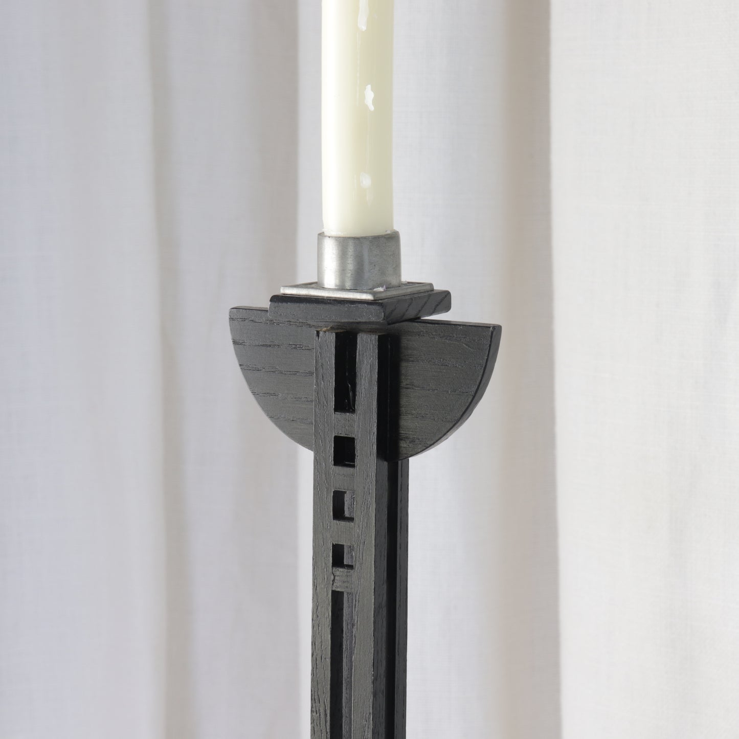 Ebonised Oak Candlestick with Mackintosh Influence