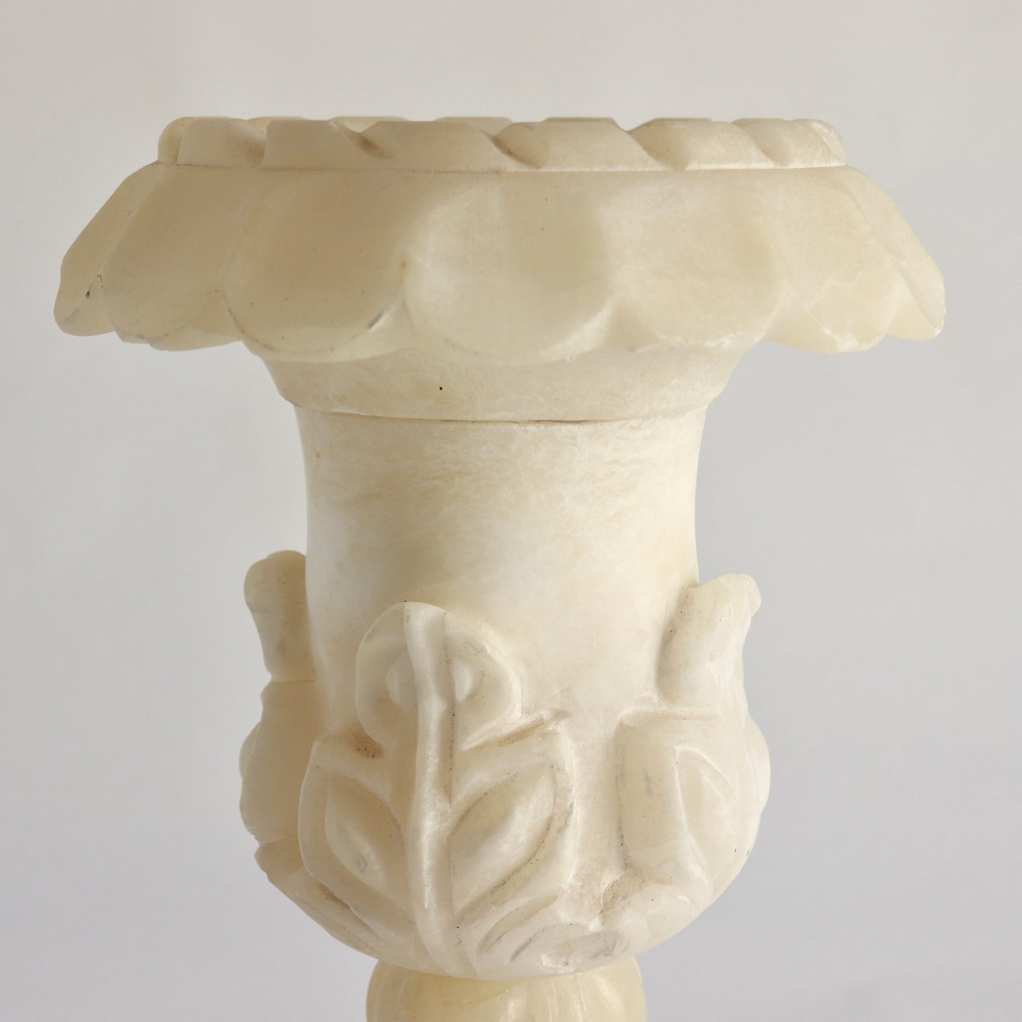 Carved Alabaster Urn Table Lamp