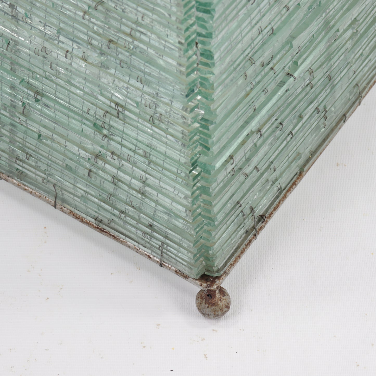 Large Postmodern Glass Pyramid Lamp