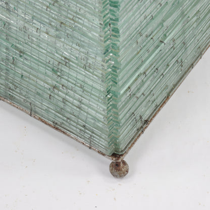 Large Postmodern Glass Pyramid Lamp