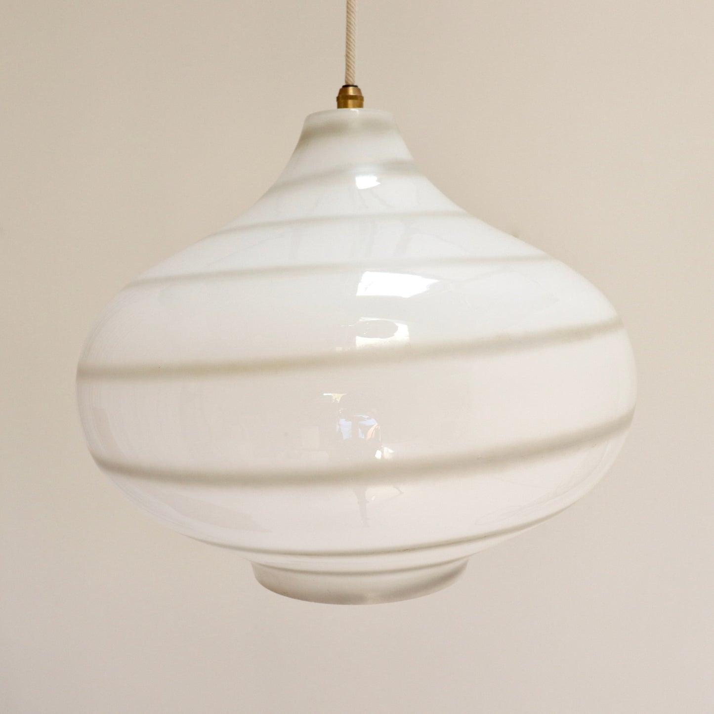 Vintage spiral opaline pendant light