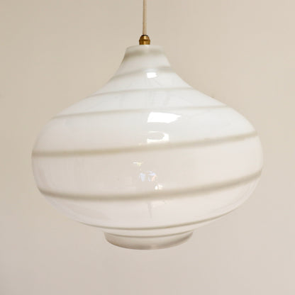 Vintage spiral opaline pendant light