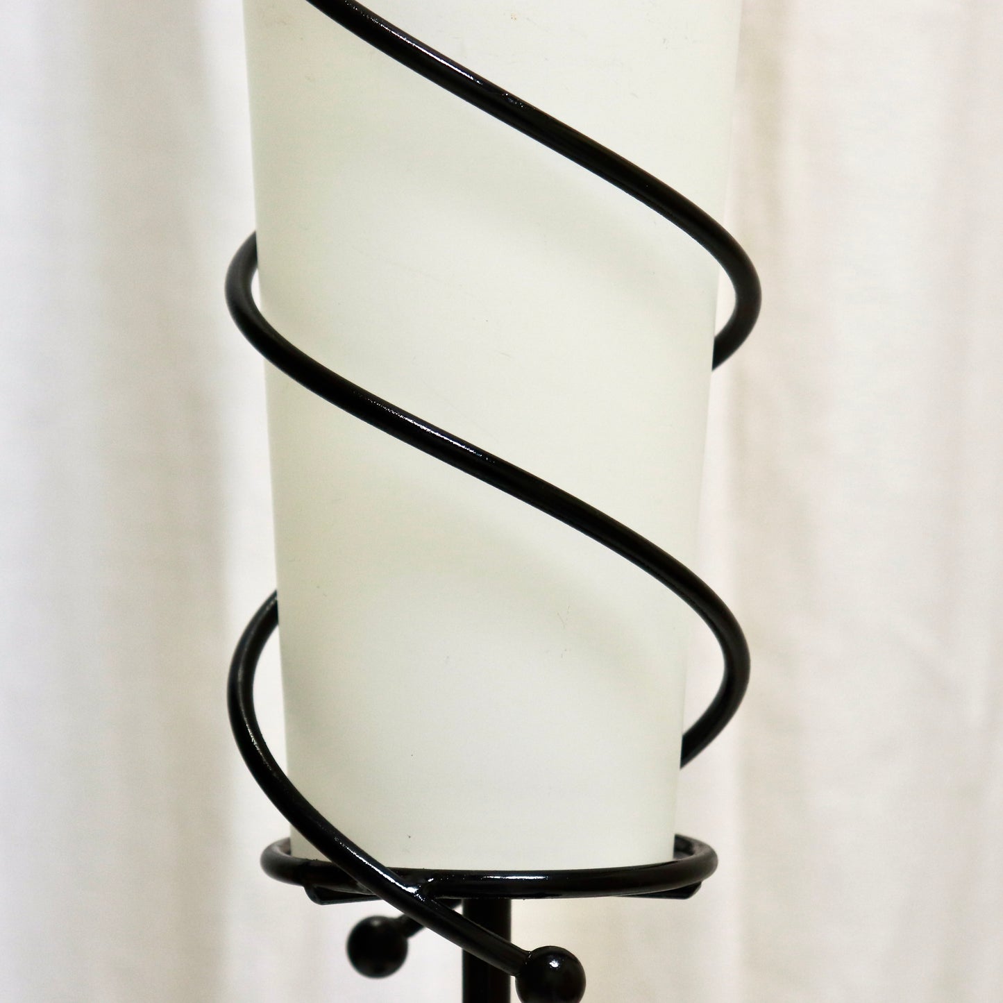 Pair of Spiral-Wrap Table Lamps with Frosted Glass Shades, c. late 20th century