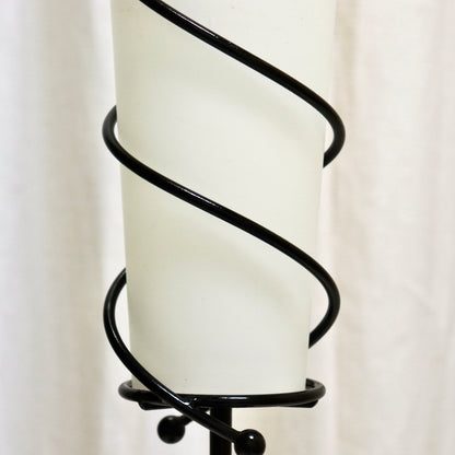 Pair of Spiral-Wrap Table Lamps with Frosted Glass Shades, c. late 20th century