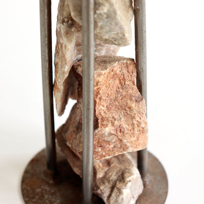 Vintage brutalist candle holders with patina
