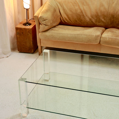 Vintage Glass and Lucite coffee table