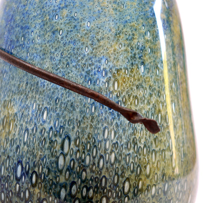 Detail of blue and green bubbled glass shade