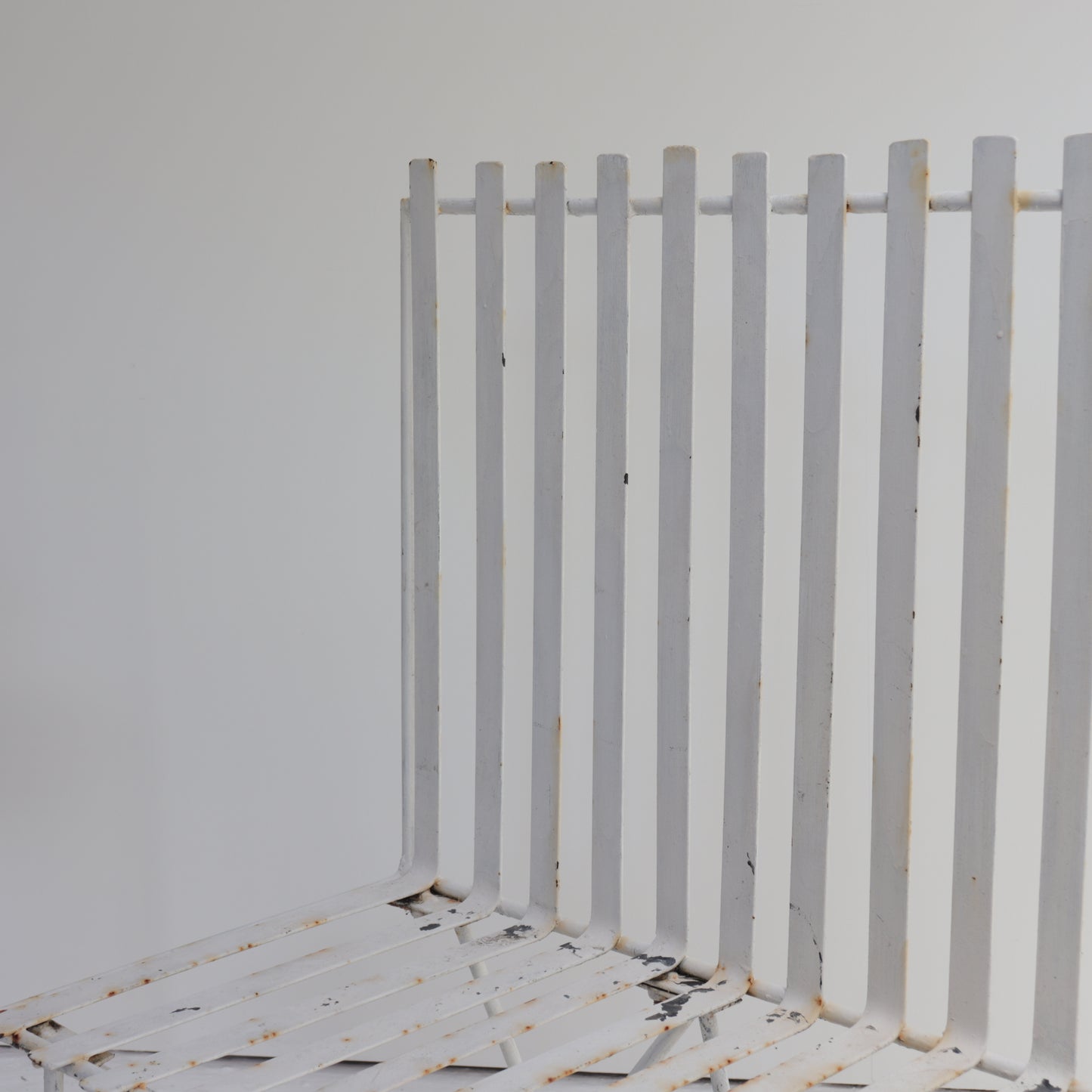 Vintage French iron strap bench and table